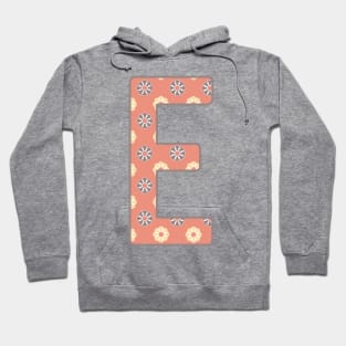 MONOGRAM LETTER E PINK FLORAL TYPOGRAPHY DESIGN Hoodie